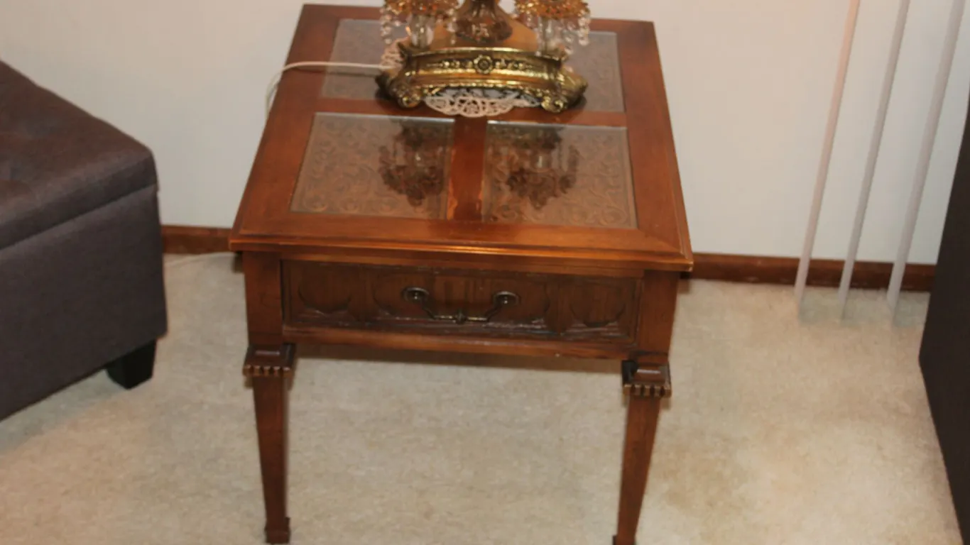 Carved Wood End Table
