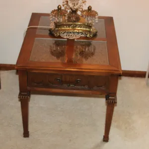 Carved Wood End Table