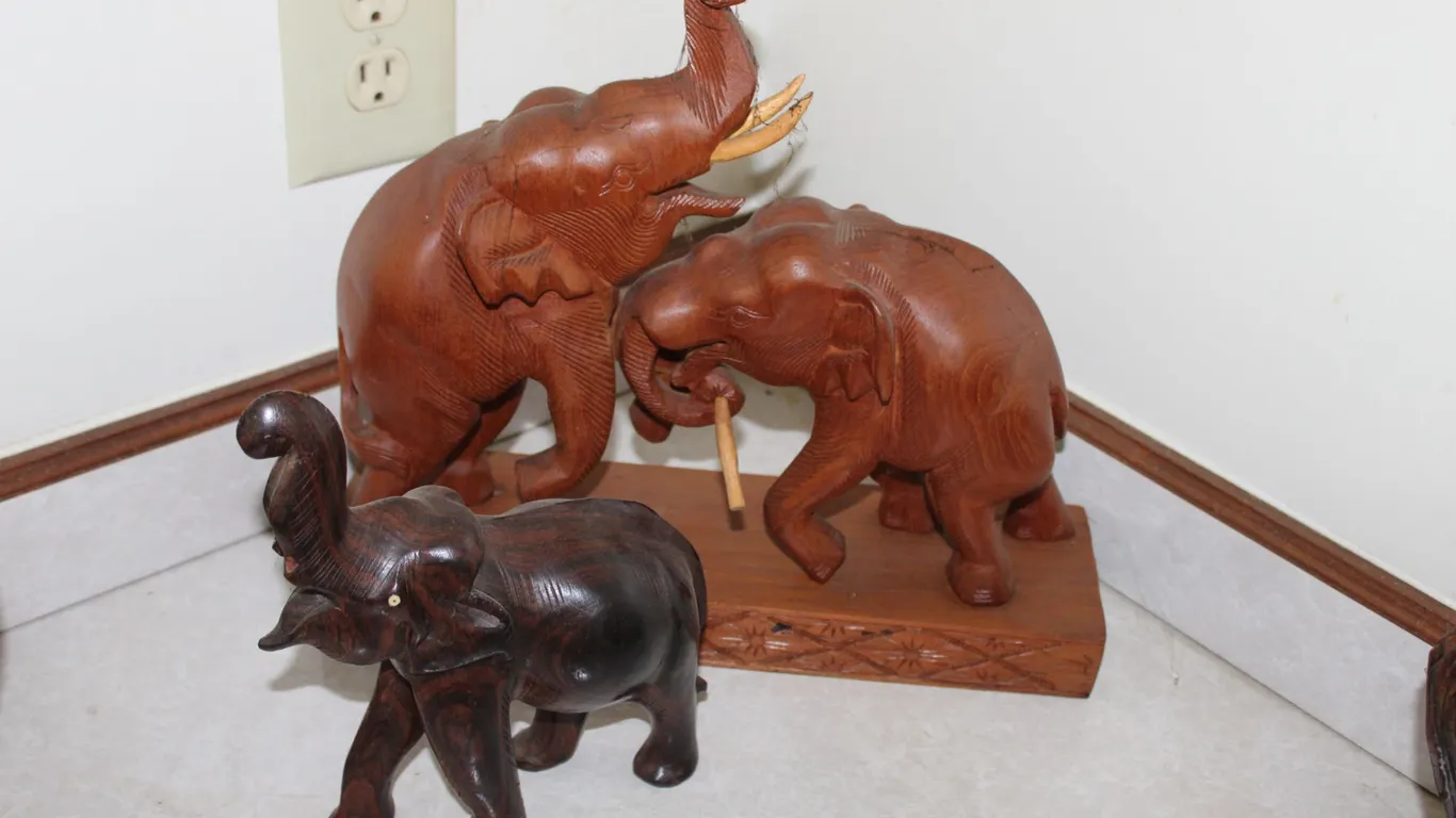 Carved Wood Elephants