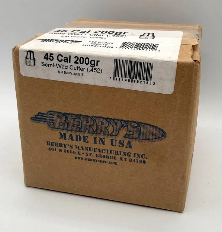 Berry's 45 Cal 200gr Semi-Wad Cutter 500ct