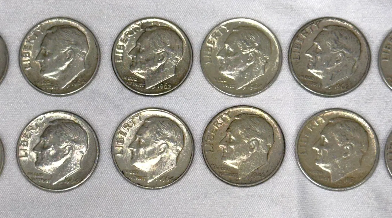 12 Roosevelt 90% Silver Dimes