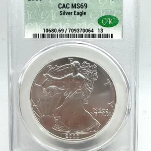 2000 Silver Eagle $1 Coin CAC MS69 Graded