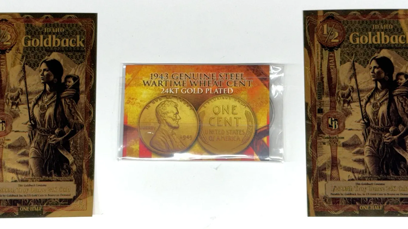 Goldback Gold Notes & 1943 Steel Wheat Cent Set