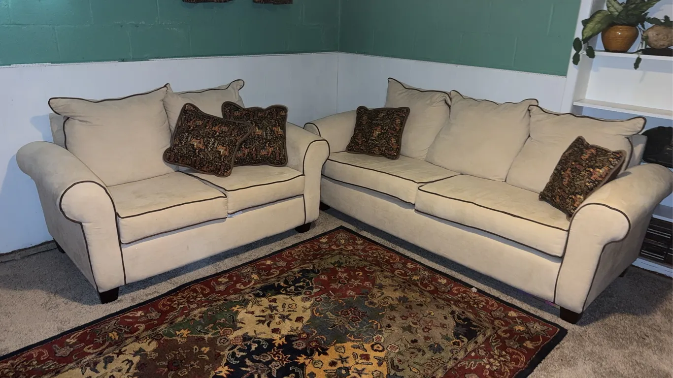 Sofa & Loveseat with Decorative Pillows
