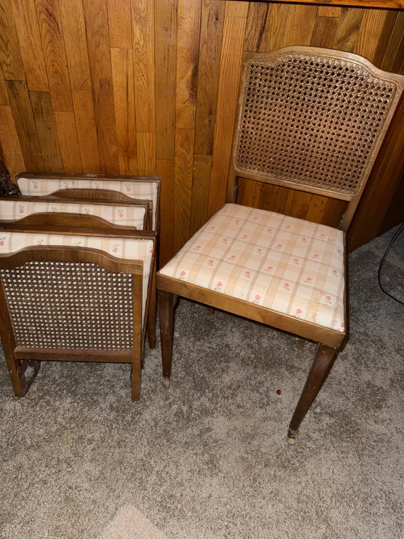Set of 4 Vintage Cane Back Dining Chairs