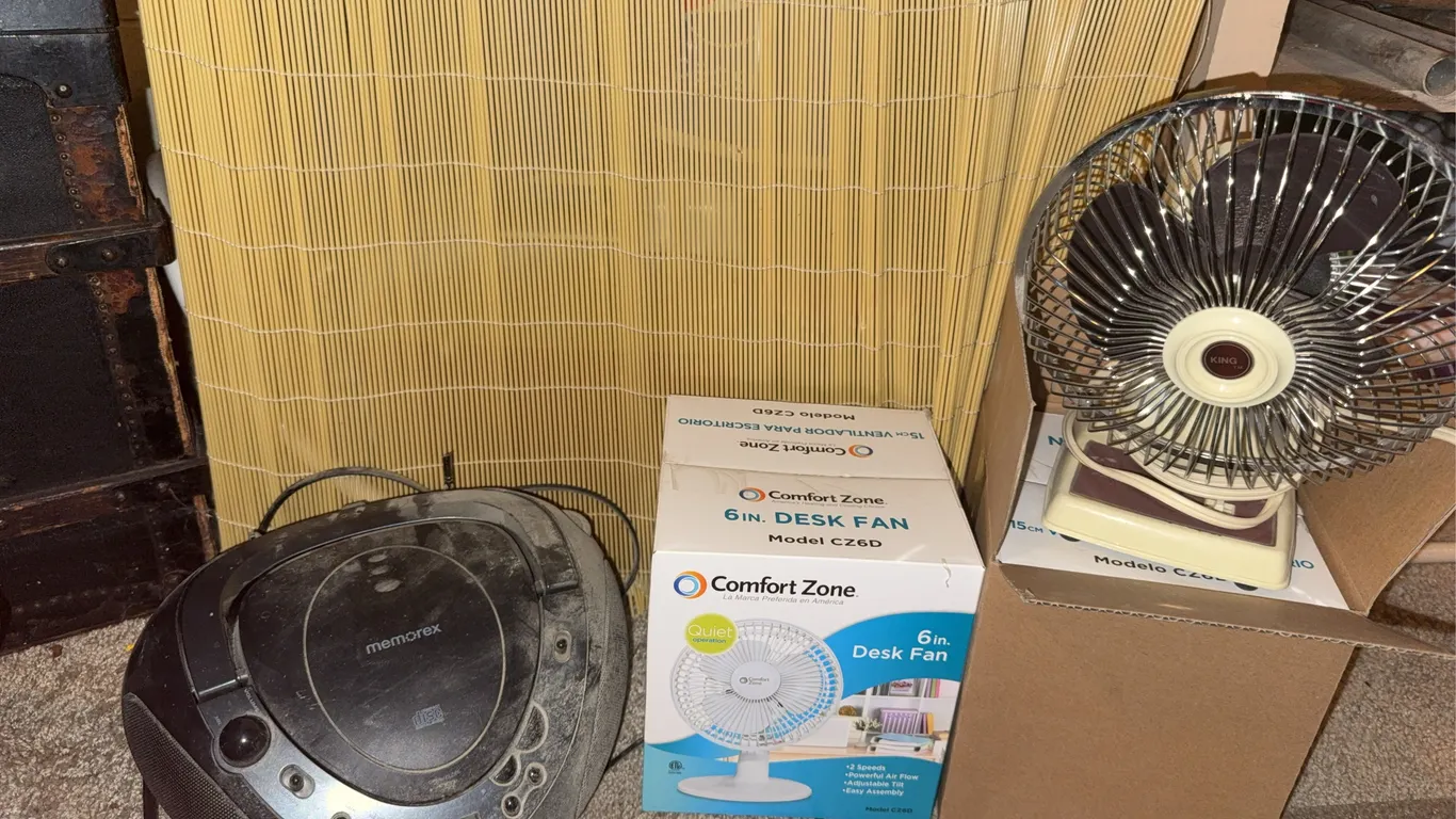 Memorex CD Player, Comfort Zone & King Desk Fans