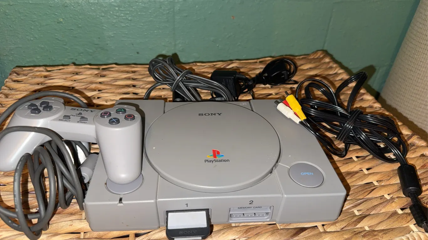 Sony PlayStation 1 Console with Controller, Memory Card & Cords