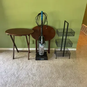 Folding Tables, Eureka AirSpeed Vacuum & Wire Storage Rack