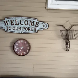 Porch Wall Décor, Clock & Bicycle Basket