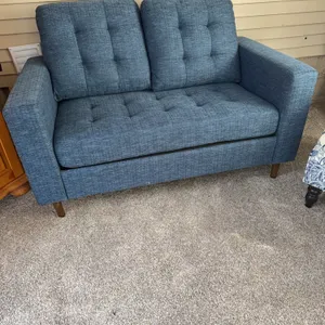 Blue Tufted Upholstered Loveseat