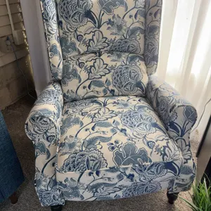 Blue & White Floral Upholstered Armchair
