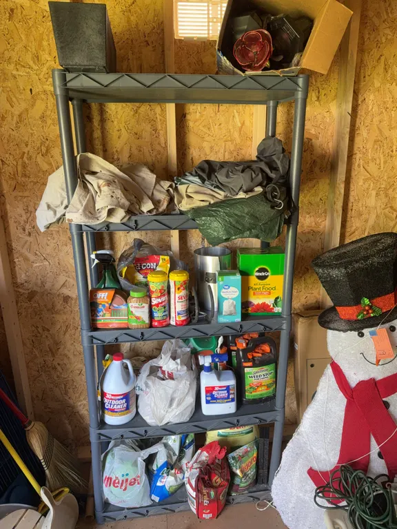 Garage & Lawn Care Supplies with Storage Shelving