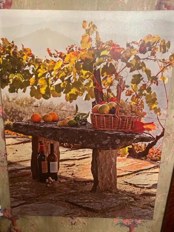 Tuscan Vineyard Harvest Wine & Fruit Basket Canvas Wall Art
