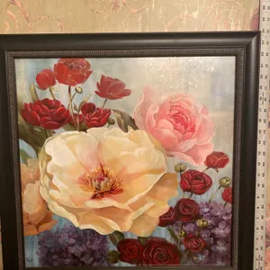 Nan “Junes Celebration I” Framed Peony & Rose Floral Art Print