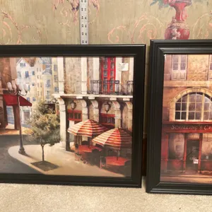 Ruane Manning “Bistro Street Scene” & DeeDee “Schilling’s Cafe” Framed Art Prints