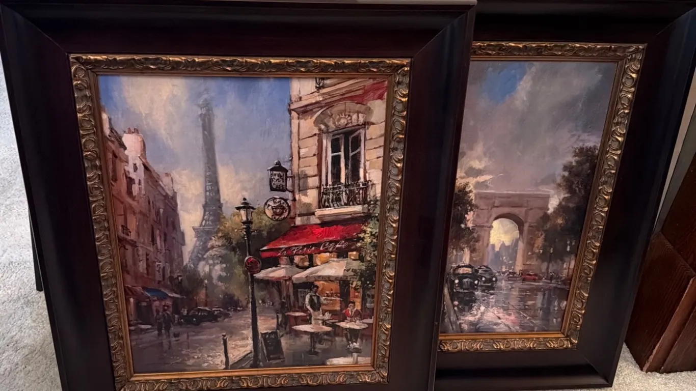 Brent Heighton “Tour de Eiffel View” & “Arc de Triomphe Avenue” Framed Paris Prints