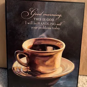 Bonnie Mohr “Good Morning, This Is God” Inspirational Coffee Wall Plaque