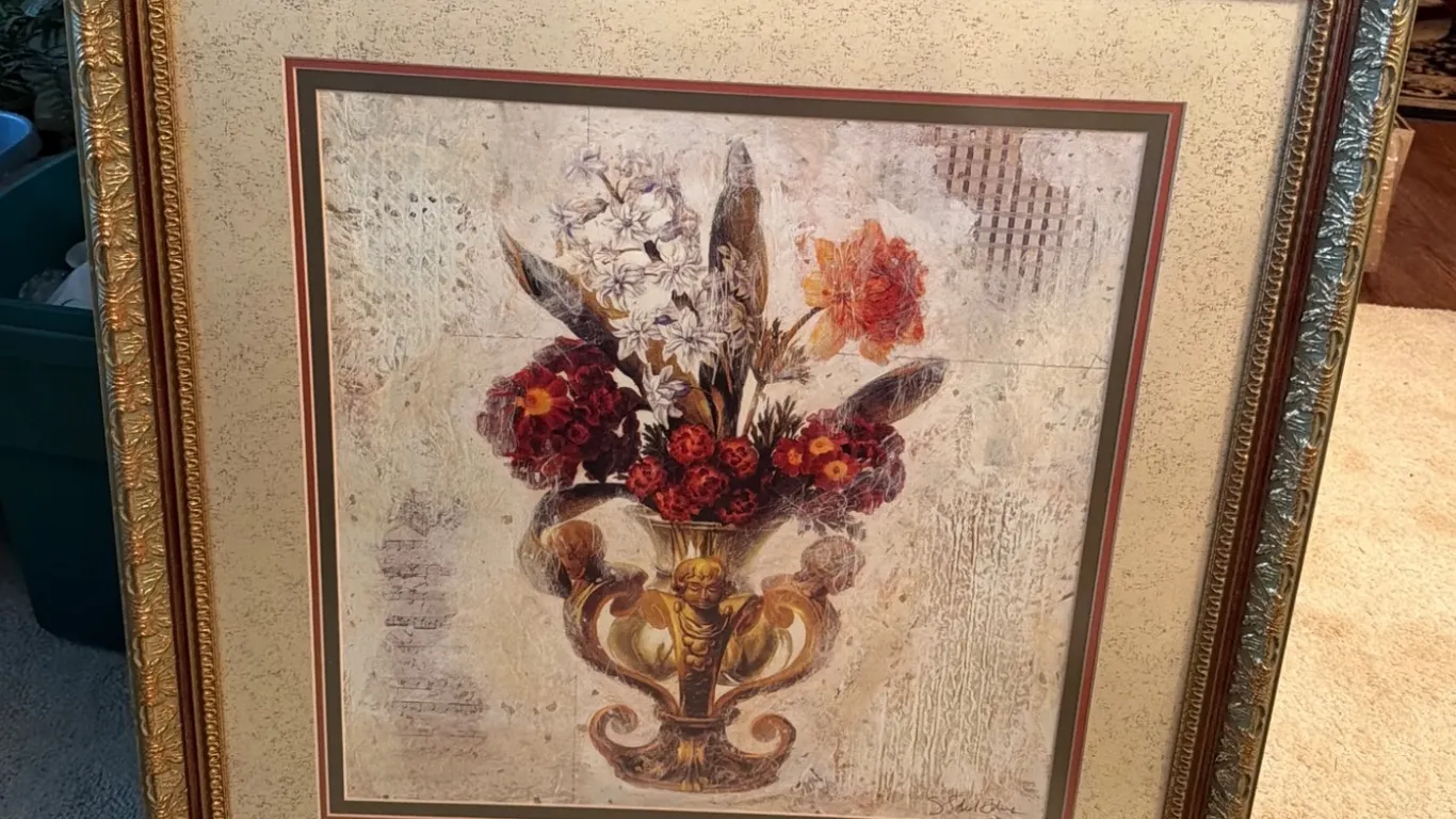 Starlie Sokol-Hohne Signed Floral Urn Mixed Media Art