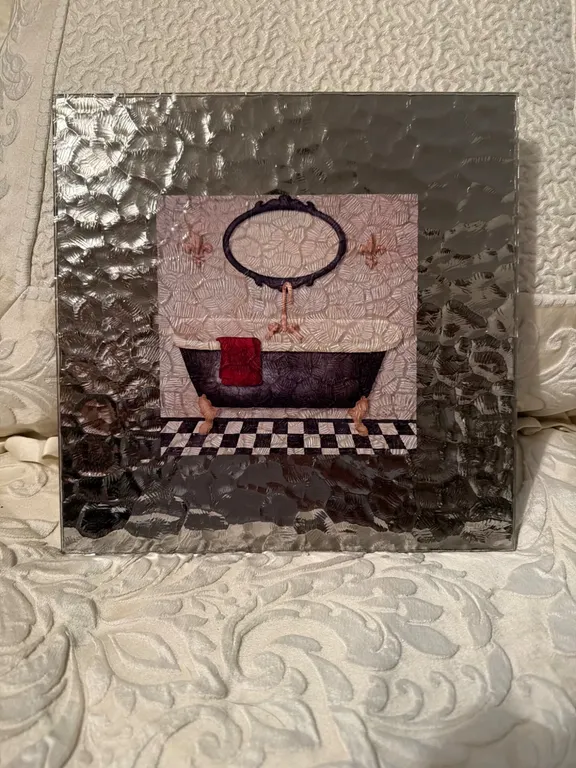 Paula Joerling “Checkered Paris Bath I” Metal Wall Art