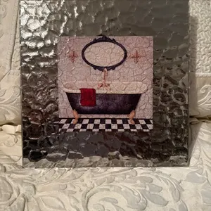 Paula Joerling “Checkered Paris Bath I” Metal Wall Art