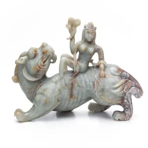 CHINESE ARCHAISTIC HARDSTONE IMMORTAL ON BIXIE
