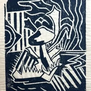 ROSEWARNE "MUSHROOM & GARDEN" LINOCUT