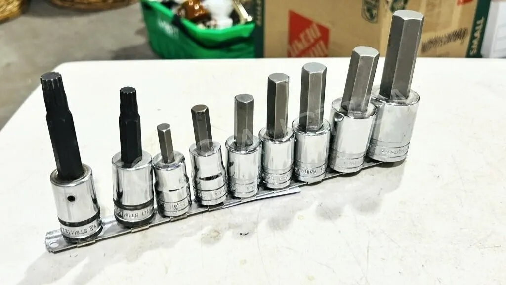 9 pc 1/2" drive hex driver set