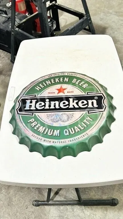 15" Heiniken bottle top tin sign