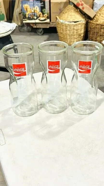 3 - 10" tall Coca Cola carafes