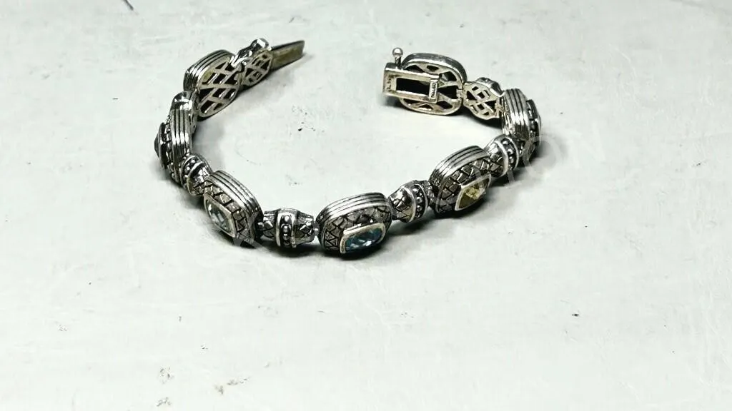 925 silver bracelet w/ citrine, amethyst, topaz