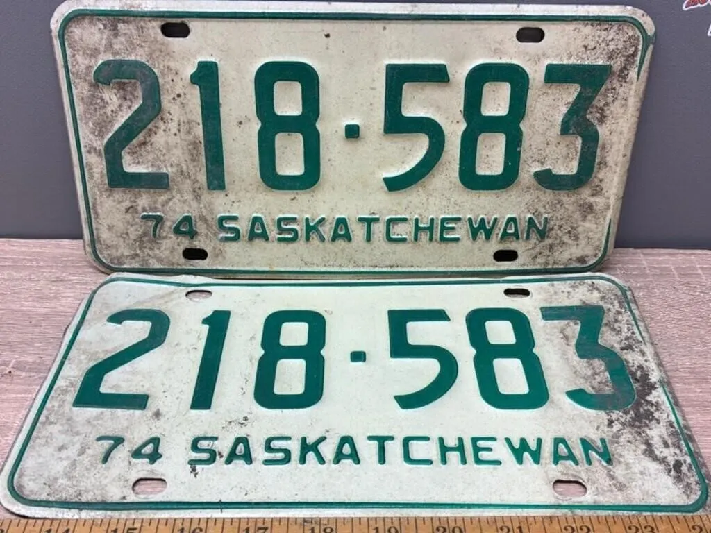 Matched Set 1974 Sask License Plates.
