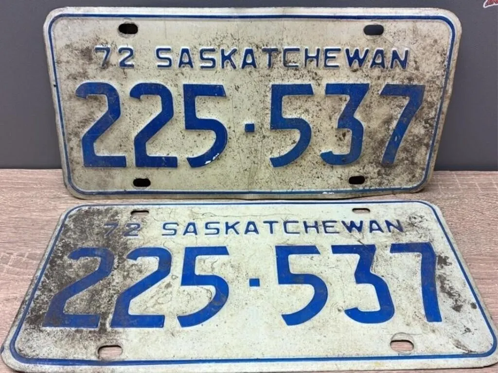 Matched Set 1972 Sask License Plates.