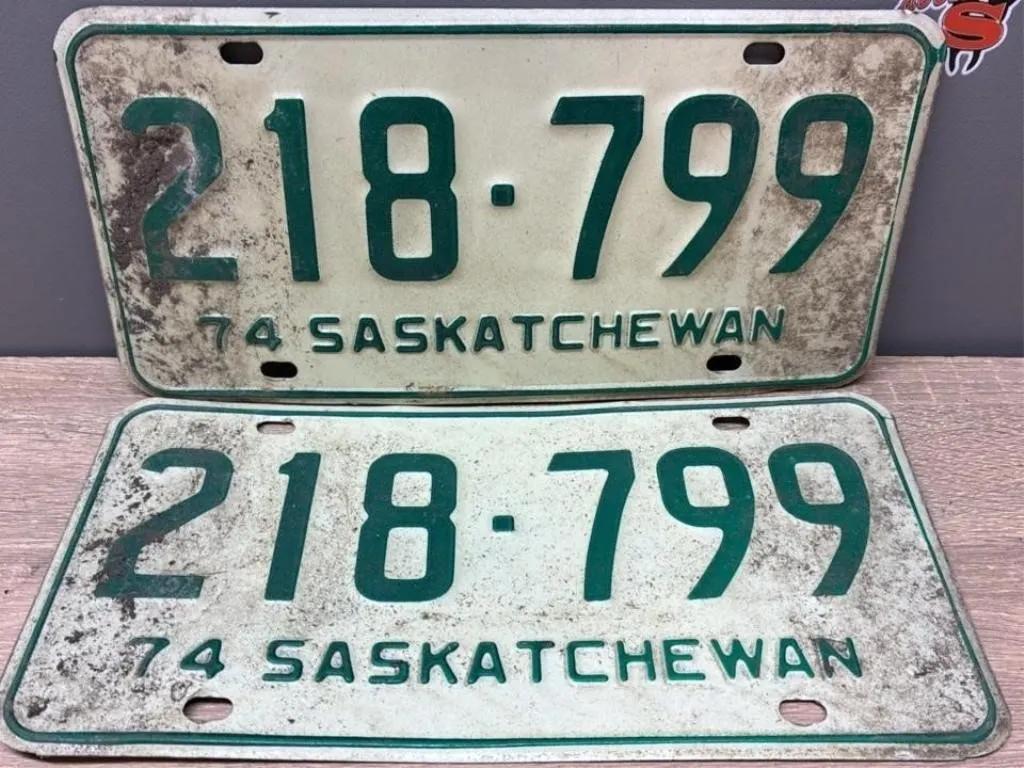 Matched Set 1974 Sask License Plates.