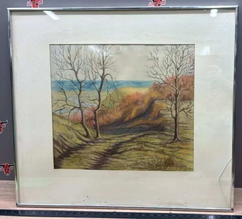 Framed Original Pastel Drawing By L. Sutter.