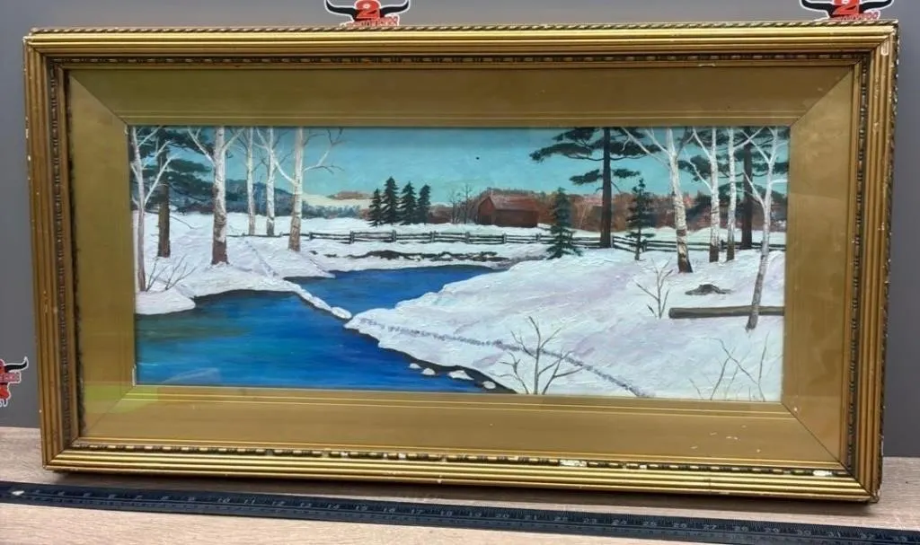 Framed Original Painting on Hardboard. 30�x16.5�.