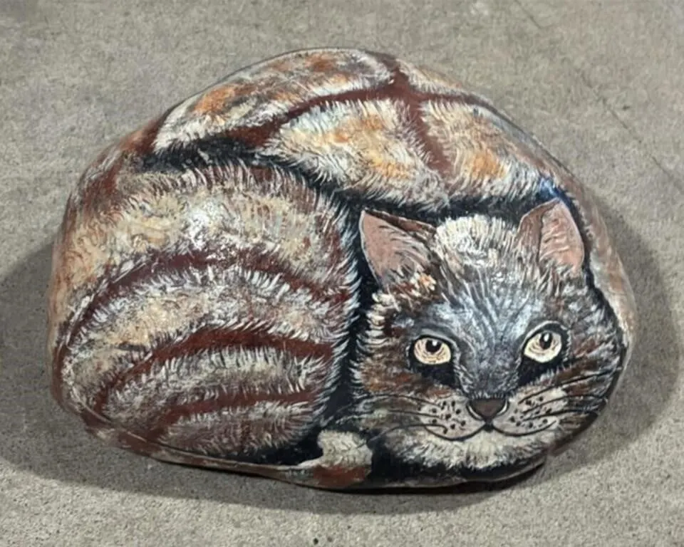 Painted Rock Cat Named Tom. *NO SHIPPING