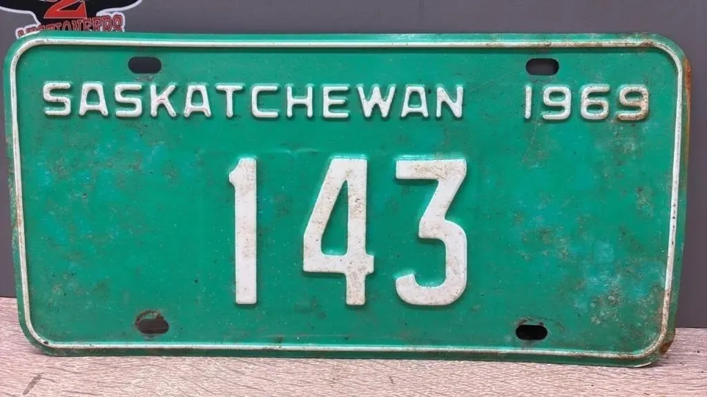 1969 Sask 3 Digit License Plate.