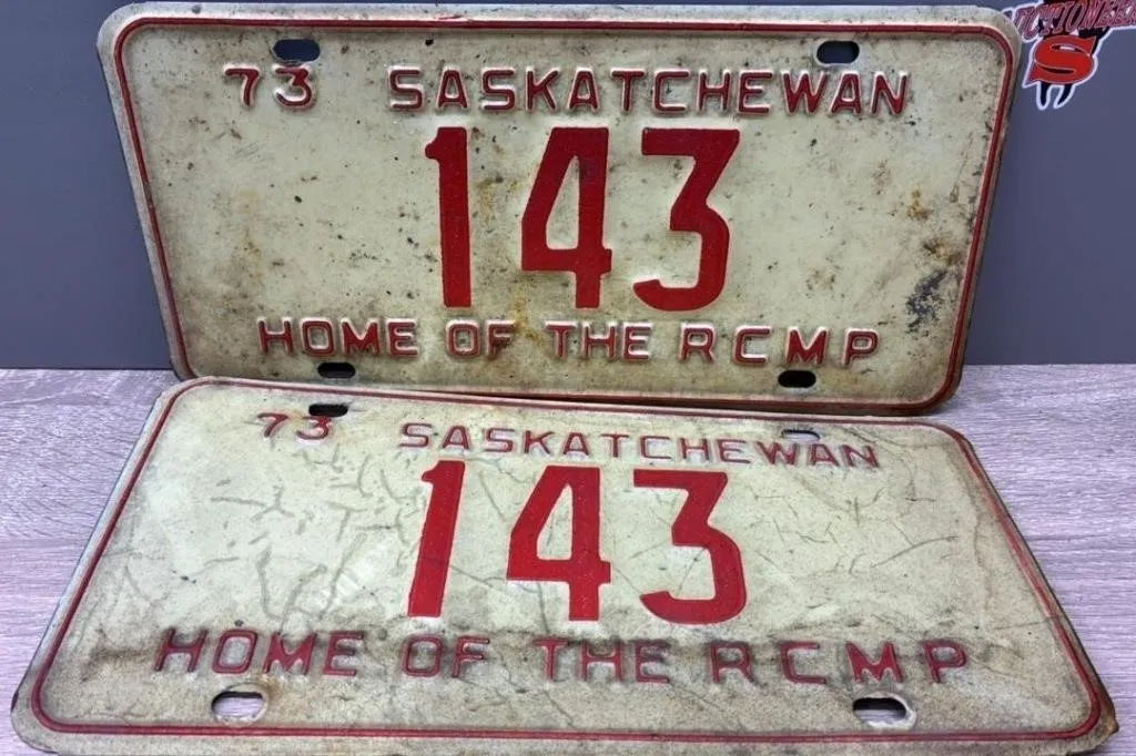 Matched Set 1973 Sask 3 Digit License Plate.