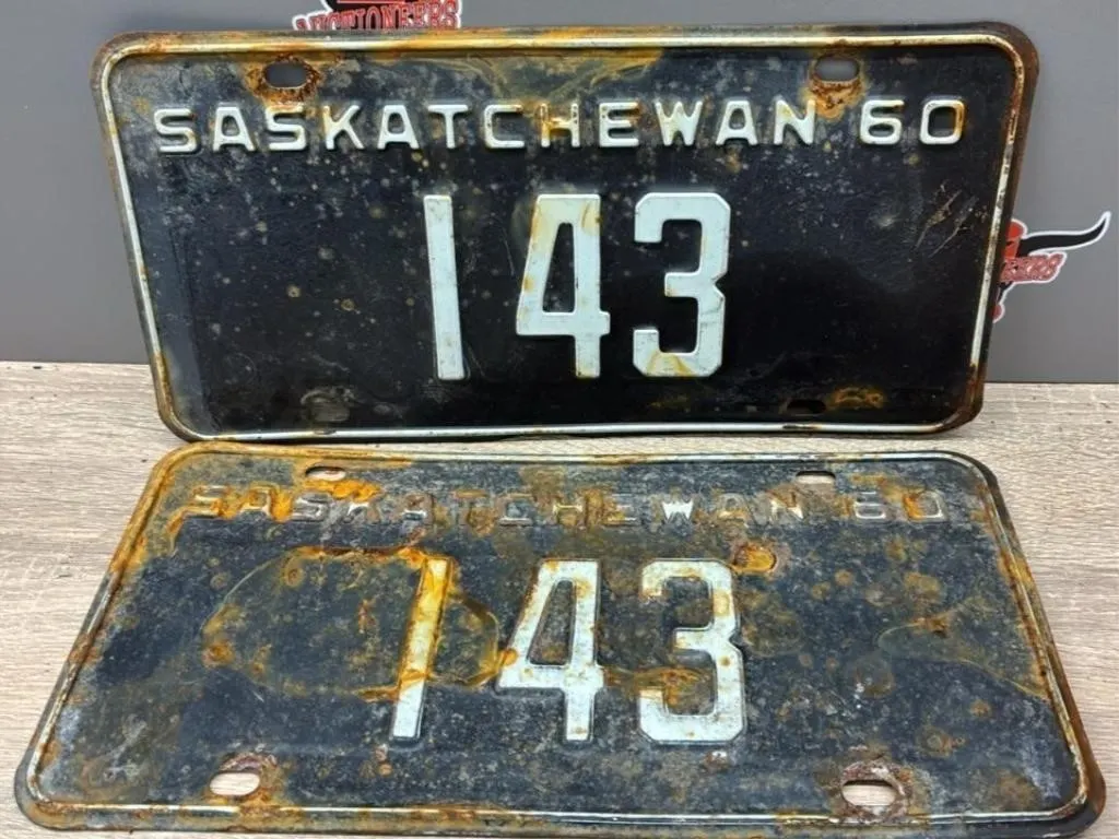 Matched Set 1960 Sask 3 Digit License Plate.