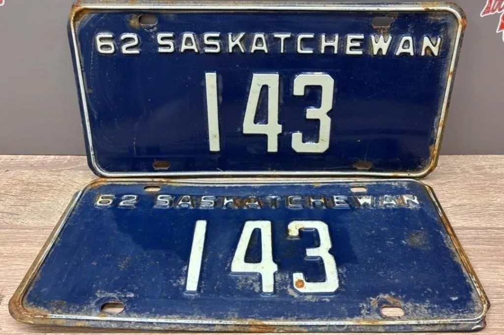 Matched Set 1962 Sask 3 Digit License Plate.