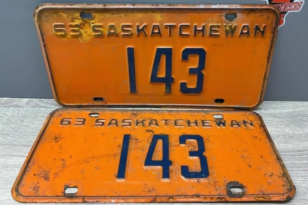 Matched Set 1963 Sask 3 Digit License Plate.