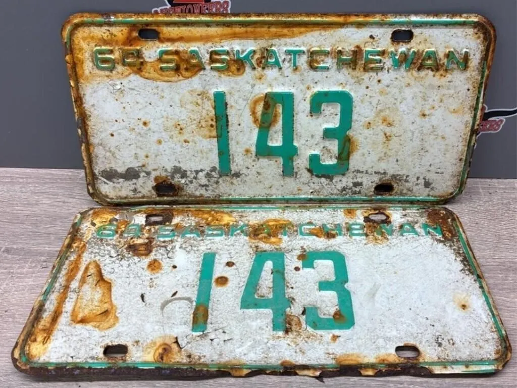 Matched Set 1964 Sask 3 Digit License Plate.