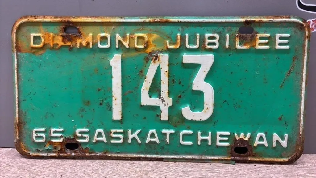 1965 Sask 3 Digit License Plate.