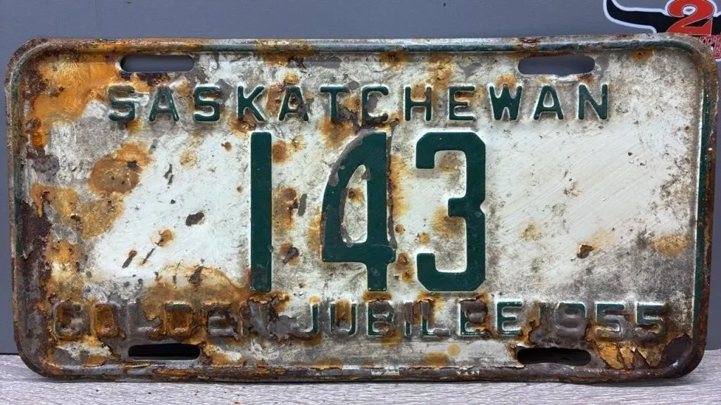 1960 Sask 3 Digit License Plate.