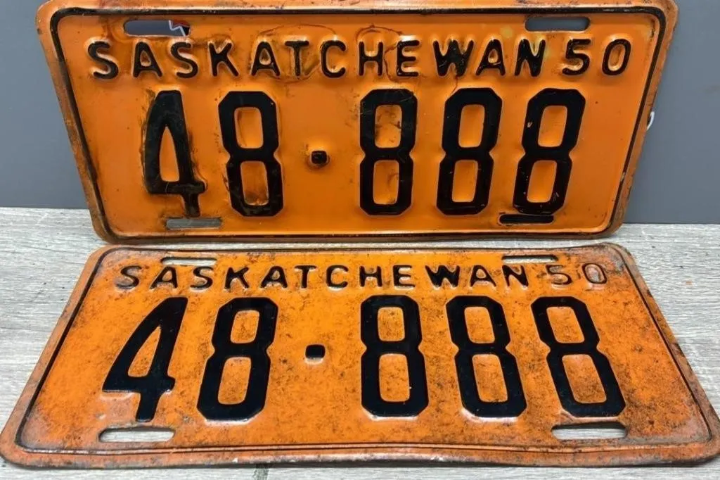 Matched Set 1950 Sask License Plates.