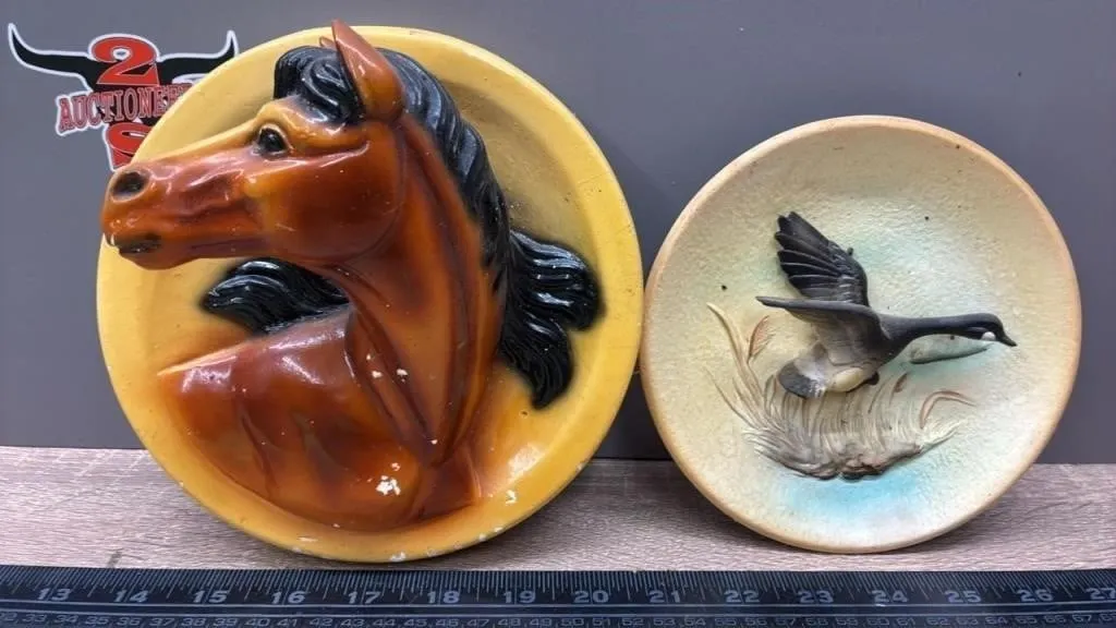 Chalkware Horse & Bisque Goose Wall Decor.