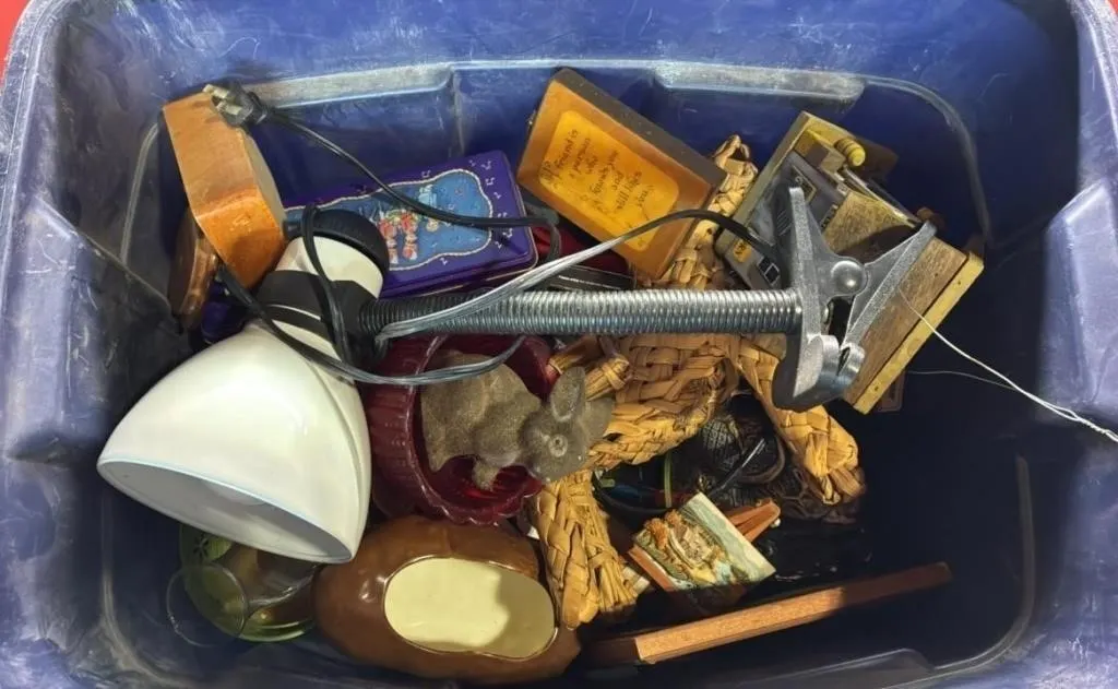 Tote of Asst. Decorative & Household Items.