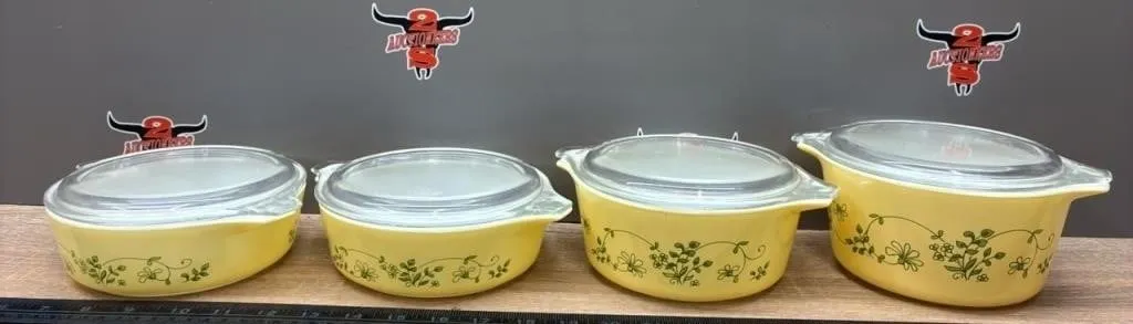 4 Pyrex Shenandoah Small Casseroles W/Lids. 2x
