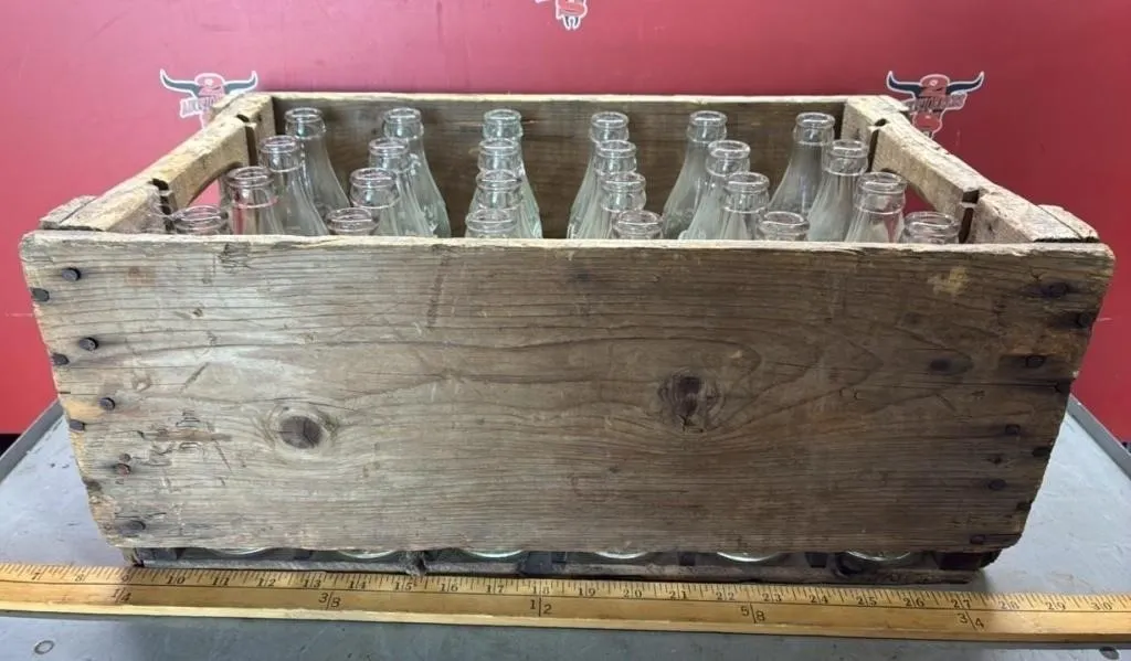 Vintage Wooden Pop Crate Of Coca-Cola Bottles.
