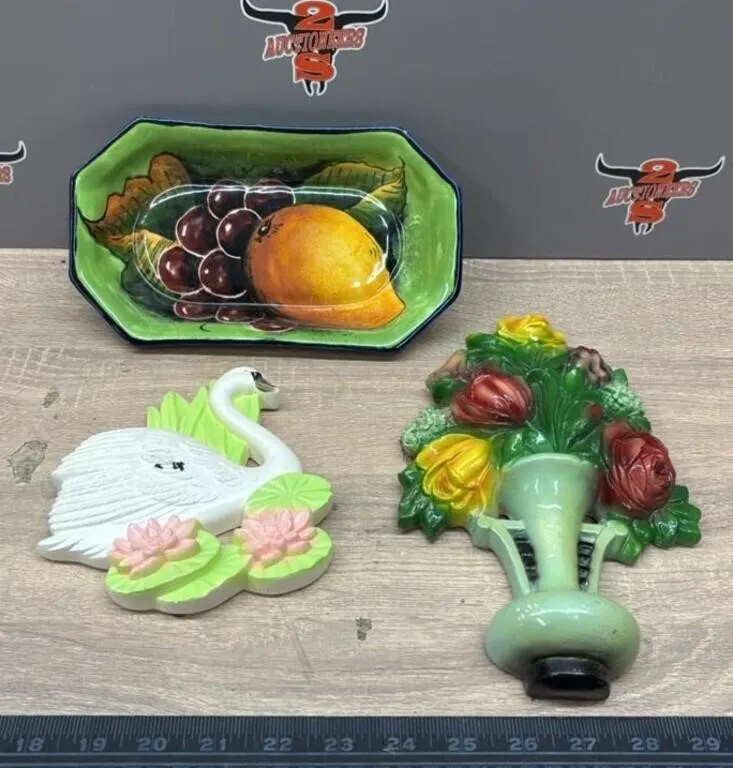 Vintage Chalkware & Dish.